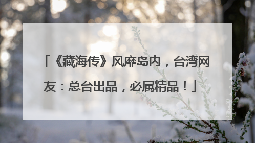 《藏海传》风靡岛内，台湾网友：总台出品，必属精品！