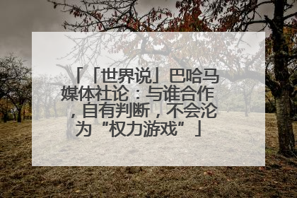「世界说」巴哈马媒体社论：与谁合作，自有判断，不会沦为“权力游戏”