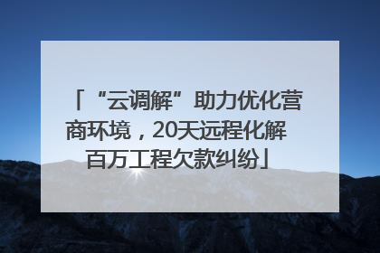 “云调解”助力优化营商环境，20天远程化解百万工程欠款纠纷