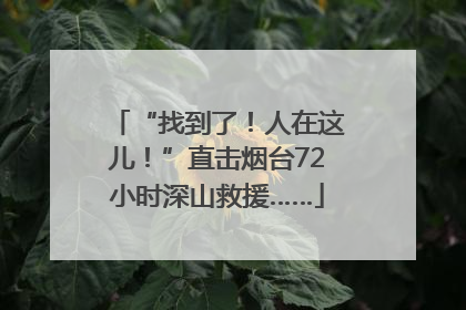 “找到了！人在这儿！”直击烟台72小时深山救援……
