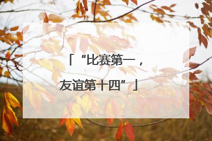 “比赛第一，友谊第十四”