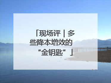 现场评｜多些降本增效的“金钥匙”