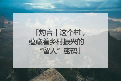 灼言｜这个村，蕴藏着乡村振兴的“留人”密码