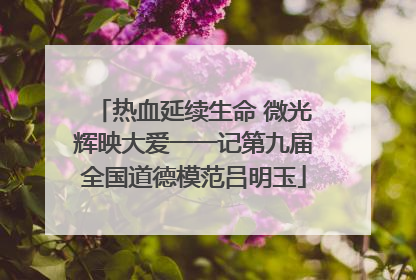 热血延续生命 微光辉映大爱一一记第九届全国道德模范吕明玉