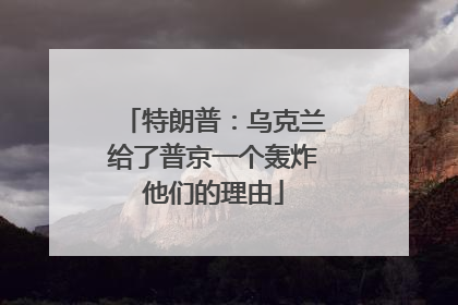 特朗普：乌克兰给了普京一个轰炸他们的理由