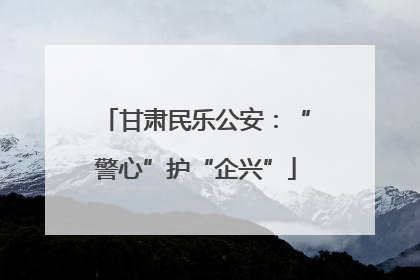 甘肃民乐公安：“警心”护“企兴”