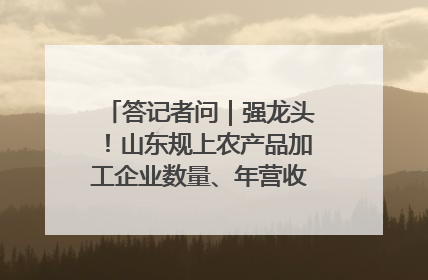 答记者问｜强龙头！山东规上农产品加工企业数量、年营收均居全国首位