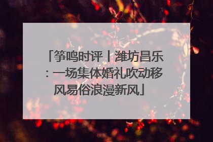 筝鸣时评丨潍坊昌乐：一场集体婚礼吹动移风易俗浪漫新风