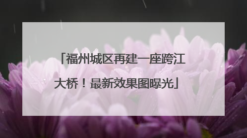 福州城区再建一座跨江大桥！最新效果图曝光