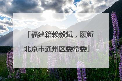 福建籍赖毅斌，履新北京市通州区委常委
