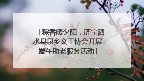 粽香暖夕阳，济宁泗水县泉乡义工协会开展端午助老服务活动