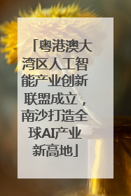 粤港澳大湾区人工智能产业创新联盟成立，南沙打造全球AI产业新高地