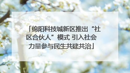 绵阳科技城新区推出“社区合伙人”模式 引入社会力量参与民生共建共治