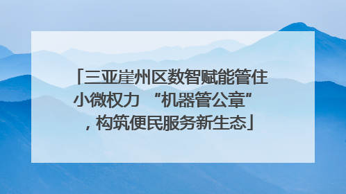 三亚崖州区数智赋能管住小微权力 “机器管公章”，构筑便民服务新生态