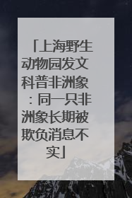 上海野生动物园发文科普非洲象：同一只非洲象长期被欺负消息不实