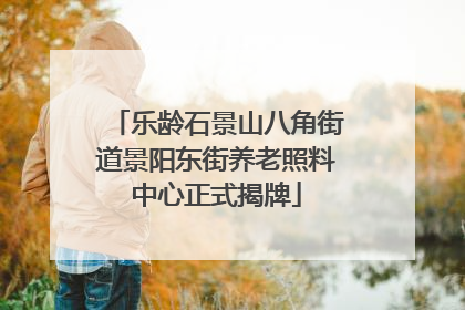 乐龄石景山八角街道景阳东街养老照料中心正式揭牌