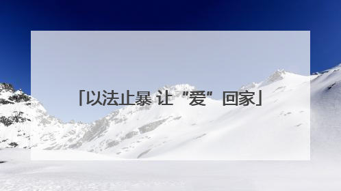 以法止暴 让“爱”回家
