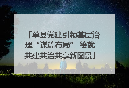 单县党建引领基层治理“谋篇布局” 绘就共建共治共享新图景