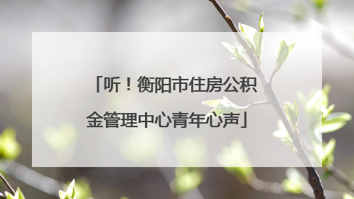 听！衡阳市住房公积金管理中心青年心声