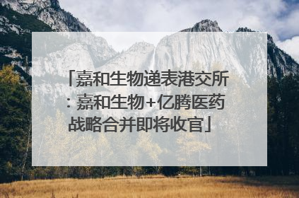 嘉和生物递表港交所：嘉和生物+亿腾医药战略合并即将收官