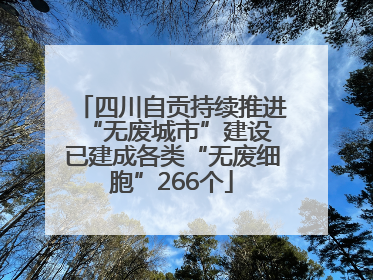 四川自贡持续推进“无废城市”建设 已建成各类“无废细胞”266个