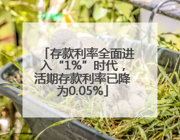 存款利率全面进入“1%”时代，活期存款利率已降为0.05%