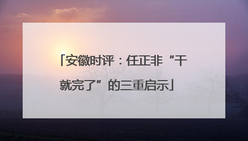 安徽时评：任正非“干就完了”的三重启示