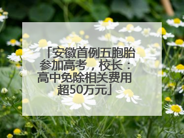 安徽首例五胞胎参加高考，校长：高中免除相关费用超50万元
