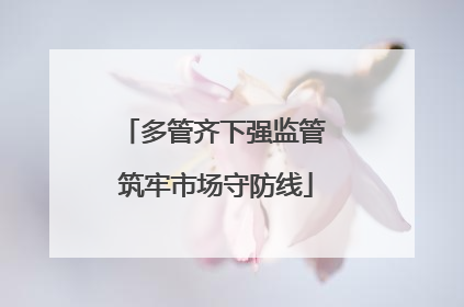 多管齐下强监管 筑牢市场守防线