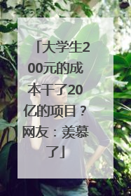 大学生200元的成本干了20亿的项目？网友：羡慕了