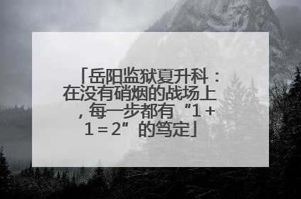 岳阳监狱夏升科：在没有硝烟的战场上，每一步都有“1＋1＝2”的笃定