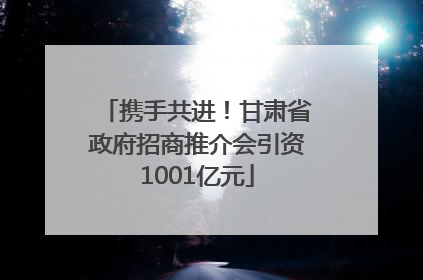 携手共进！甘肃省政府招商推介会引资1001亿元