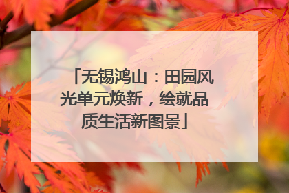 无锡鸿山：田园风光单元焕新，绘就品质生活新图景