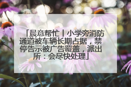 晨意帮忙丨小学旁消防通道被车辆长期占据，禁停告示被广告覆盖，派出所：会尽快处理