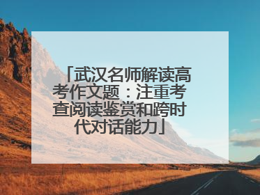 武汉名师解读高考作文题：注重考查阅读鉴赏和跨时代对话能力
