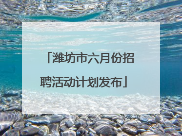 潍坊市六月份招聘活动计划发布