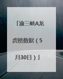 渝三峡A龙虎榜数据（5月30日）