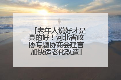 老年人说好才是真的好！河北省政协专题协商会建言加快适老化改造