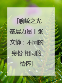 聊统之光 基层力量丨张文静：不同的身份 相同的情怀