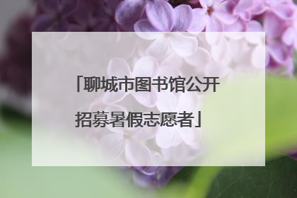 聊城市图书馆公开招募暑假志愿者