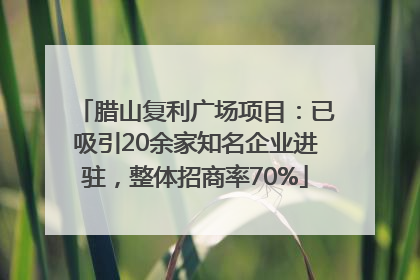 腊山复利广场项目：已吸引20余家知名企业进驻，整体招商率70%