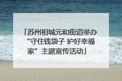 苏州相城元和街道举办“守住钱袋子 护好幸福家”主题宣传活动