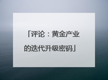 评论：黄金产业的迭代升级密码