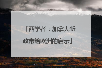 西学者：加拿大新政带给欧洲的启示