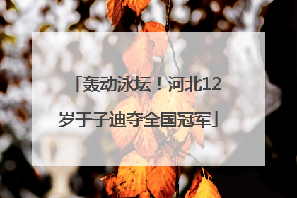 轰动泳坛！河北12岁于子迪夺全国冠军