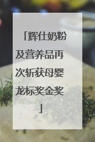 辉仕奶粉及营养品再次斩获母婴龙标奖金奖