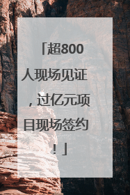 超800人现场见证，过亿元项目现场签约！
