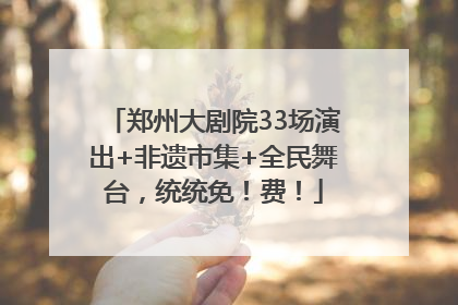 郑州大剧院33场演出+非遗市集+全民舞台,统统免!费!