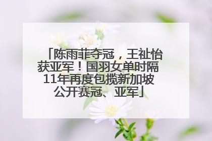 陈雨菲夺冠，王祉怡获亚军！国羽女单时隔11年再度包揽新加坡公开赛冠、亚军