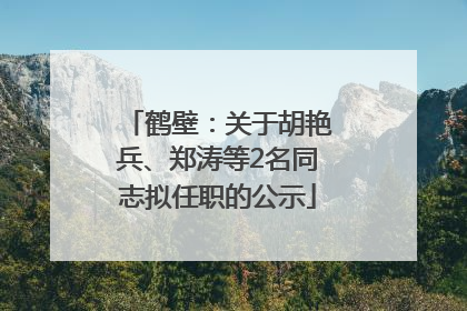 鹤壁：关于胡艳兵、郑涛等2名同志拟任职的公示